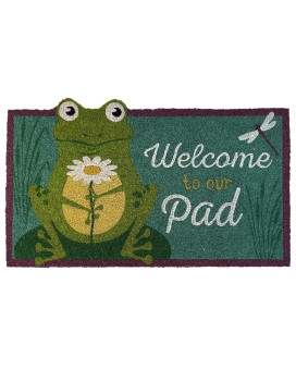 Briarwood Lane Daisy Frog Summer Natural Fiber Coir Doormat Lily Pad Outdoor 30 X 18