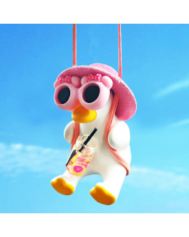 Swinging Duck Car Hanging Ornament, Car Mirror Hanging Accessories, Cute Car Charm Pendant Rear View Mirror Accessories Car Interior Accessories, Small Gifts Office Home Room Decor