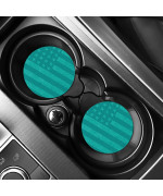 Car Coasters For Drinks Absorbentcute Car Accessories For Women And Lady2 Pack 295Inch Car Cup Holder Coastersuniversal Non Slip Cup Holder Insert Coaster (Light Blue Flag)