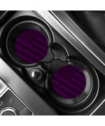 Car Coasters For Drinks Absorbentcute Car Accessories For Women And Lady2 Pack 295Inch Car Cup Holder Coastersuniversal Non Slip Cup Holder Insert Coaster (Purple Flag)