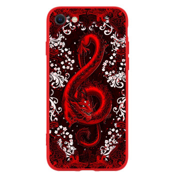 King Dragon Pattern Case For Iphone Se 2022 Iphone Se 2020, With Dragon Character, Compatible Wireless Charging Silicone Iphone 7 Iphone 8 Case Red