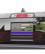 Zxiaochun Rear Middle Window American Flag Decal For Ford F150 F250 F350 2004-2014 Back Centre Sliding Window Glass Usa Flag Vinyl Sticker(Thin Blue Line)