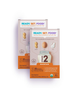 Ready, Set, Food Early Allergen Introduction For Babies, Peanut, Egg Milk: Stage 2 Maintenance (2 Months - 60 Packets)