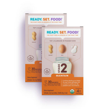 Ready, Set, Food Early Allergen Introduction For Babies, Peanut, Egg Milk: Stage 2 Maintenance (2 Months - 60 Packets)