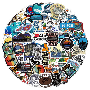 101Pcs Fishing Stickers And Decals Hunting And Fishing Vinyl Waterproof Bumper Decals For Hydro Flask Tackle Box Water Bottle Truck Laptop Suitcase Car