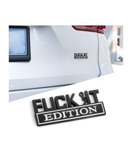 Car Fuck It Edition Emblem, 3D Zinc Alloy Badge Sticker Decal, Car Side Rear Front Hood Trunk Door Fender Bumper Metal Sticker, Vehicle Exterior Replacement Accessories For Cars Suv (Blackwhite)