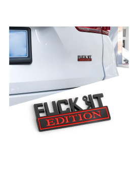 Car Fuck It Edition Emblem, 3D Zinc Alloy Badge Sticker Decal, Car Side Rear Front Hood Trunk Door Fender Bumper Metal Sticker, Vehicle Exterior Replacement Accessories For Cars Suv (Blackred)