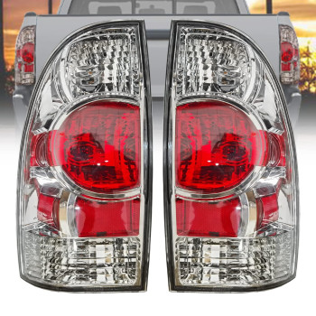 Rongxu Auto Tacoma Tail Light Assembly Compatible With 05 06 07 08 09 10 11 12 13 14 15 Toyota Tacoma Left Right Side Chromed Rear Tail Brake Lights Lamp Replace 8155004150 8156004150