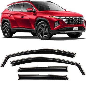 Voron Glass In-Channel Extra Durable Rain Guards For Hyundai Tucson 2021-2023, Window Deflectors, Vent Window Visors, 4 Pieces - 200435