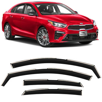 Voron Glass In-Channel Extra Durable Rain Guards For Kia Forte 2019-2023, Window Deflectors, Vent Window Visors, 4 Pieces - 200436