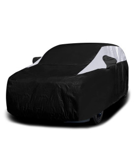 Titan Jet Black Poly 210T Car Cover For Large Suv 207-212 Waterproof, Uv Protection, Scratch Resistant, Driver-Side Zippered Opening Fits Escalade, Sequoia, Yukon And More