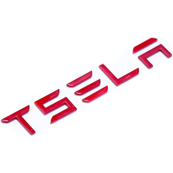 Compatible For Tesla Model 3Sxy Tailgate Insert Letters Rear Emblems, Tesla Logo 3M Adhesive Backing (Fit Red)