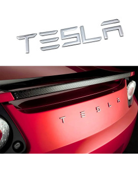 Compatible For Tesla Model 3Sxy Tailgate Insert Letters Rear Emblems, Tesla Logo 3M Adhesive Backing (Fit Silver)