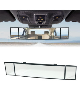 Rear View Mirror,Universal Panoramic Rear View Mirror,Wide Angle Car Rear View Mirror,Reduced Blind Spot For Accident Prevention, H Large Hd Tri-Fold Angel Mirror For Car, Suv, Vans, And Truck