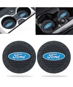 Haunoti Car Cup Holder Coaster For Ford Fusion F150 Ecosport Bronco Escape Maverick Recessed Silicone Non-Slip Drink Coaster Car Interior Accessories 275 Inch 2 Pieces