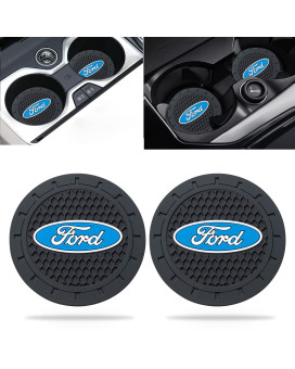 Haunoti Car Cup Holder Coaster For Ford Fusion F150 Ecosport Bronco Escape Maverick Recessed Silicone Non-Slip Drink Coaster Car Interior Accessories 275 Inch 2 Pieces