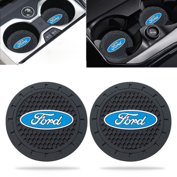 Haunoti Car Cup Holder Coaster For Ford Fusion F150 Ecosport Bronco Escape Maverick Recessed Silicone Non-Slip Drink Coaster Car Interior Accessories 275 Inch 2 Pieces