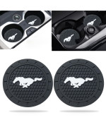 Haunoti Car Cup Holder Coaster For Ford Mustang Silicone Non-Slip Drink Cuphoder Coaster Gift Accessories 275 Inch 2 Pieces