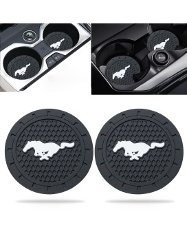 Haunoti Car Cup Holder Coaster For Ford Mustang Silicone Non-Slip Drink Cuphoder Coaster Gift Accessories 275 Inch 2 Pieces