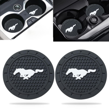 Haunoti Car Cup Holder Coaster For Ford Mustang Silicone Non-Slip Drink Cuphoder Coaster Gift Accessories 275 Inch 2 Pieces