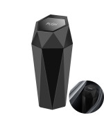 Car Trash Can With Lid, Diamond Design Small Automatic Portable Trash Can, Leakproof Vehicle Trash Bin, Easy To Clean, Used In Car Home Office (Black)