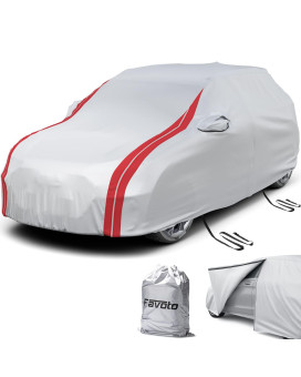 Favoto Car Cover Full Garage Car Tarpaulin Winter 210D Oxford Fabric Dustproof Waterproof Scratch-Resistant Uv Protection With Reflective Strips Fastening Straps For 480-505 Cm Suv