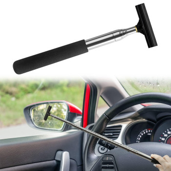 Car Rearview Mirror Wiper, Retractable Window Squeegee, Small Auto Squeegee Cleaner Water Side Mirror Wiper With Telescopic Long Handle, Snow Brush Ice Scraper Car Accessories Cleaner Toolblack