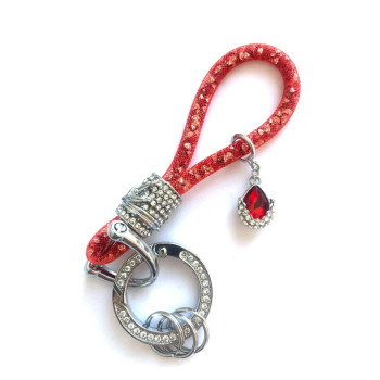 Yonwait 1 Pc B-Ling Crystal Car Keychain, Keychain Accessories With B-Ling Rhinestones, Car Glitter Key Ring (Red)