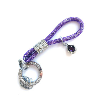 Yonwait 1 Pc B-Ling Crystal Car Keychain, Keychain Accessories With B-Ling Rhinestones, Car Glitter Key Ring (Purple)