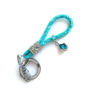 Yonwait 1 Pc B-Ling Crystal Car Keychain, Keychain Accessories With B-Ling Rhinestones, Car Glitter Key Ring (Lake Blue)