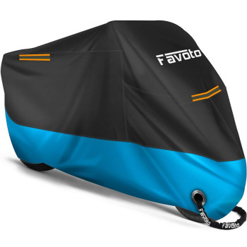 Favoto Updated Version Motorbike Cover 210D Waterproof Motorcycle Cover Xl Uv Scratch Bird Droppings Heat-Resistant Outdoor Protection 886 X 41X 50 Inch With 2 Windproof Buckles