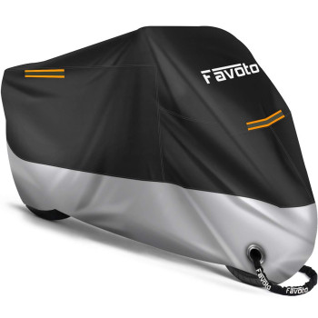 Favoto Updated Version Motorbike Cover 210D Waterproof Motorcycle Cover Xl Uv Scratch Bird Droppings Heat-Resistant Outdoor Protection 886 X 41X 50 Inch With 2 Windproof Buckles