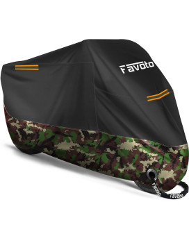 Favoto Updated Version Motorbike Cover 210D Waterproof Motorcycle Cover Xl Uv Scratch Bird Droppings Heat-Resistant Outdoor Protection 886 X 41X 50 Inch With 2 Windproof Buckles