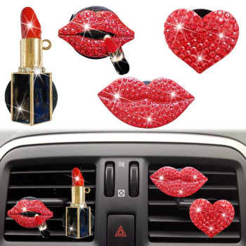 4 Pack Car Air Fresheners For Women, Car Accessories For Women, Car Air Fresheners, Bling Car Accessories, Car Fresheners For Women (Kiss)