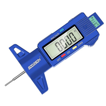 Godeson Blue Digital Tyre Tread Depth Gauge Uk,0-254 Mm Inch Tyre Guage Digital With Large Lcd Display And Blue Tyre Depth Gauge Measuring Tool For Cars,Trucks,Moto