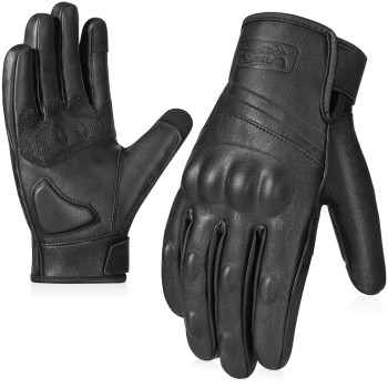 Cofit Microfiber Leather Motorcycle Gloves, Touchscreen Windproof Motorbike Gloves With Knuckles Protection Motocross Racing For Men And Women - Black Xl