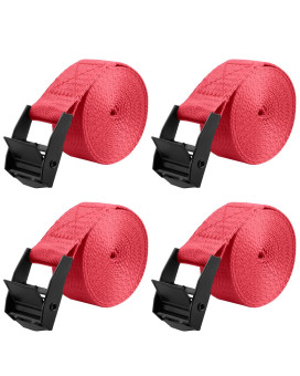 Azarxis Ratcheting Strap Cam Buckle Lashing Strap (Red - 4 Pack, 2M)