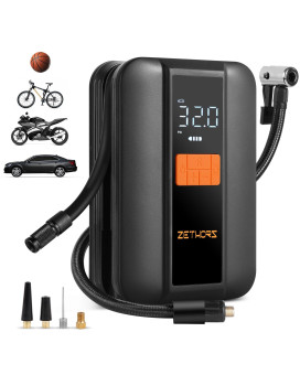 Zethors Tire Inflator Portable Air Compressor Cordless Tire Pump 150Psi Auto Air Pump With Auto-Shutoff Function,With Led Lights & Digital Screen Air Pump For Cars, Motorcycles, E-Bikes, Balls