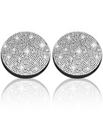 Cute Car Cup Coaster,Dermasy 2Pcs Universal Vehicle Cup Holder Insert Coaster 275 Inch Silicone Anti Slip Bling Crystal Rhinestone Auto Car Accessories For Women & Lady (Silver)