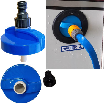 Rheinland Motorhome Water Filler Cap With Hose Connector - Campervan & Caravan Accessories Uk - Built In Overpressure Valve For The Cold Water System - 55Mm Inlet With Water Cap Diameter: 79Cm