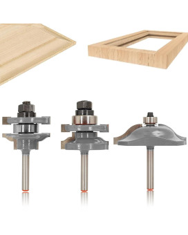 Sinoprotools Sinoprotool 3Pcs Raised Panel Router Bits Set 14 Inch Shank - Ogee Rail And Stile Router Bits,Raised Panel Cabinet Door Making Router Bits,Cemented Carbide Router Bits,For Door&Window