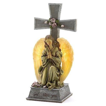 Solar Lighted God Bless You Angel Cross