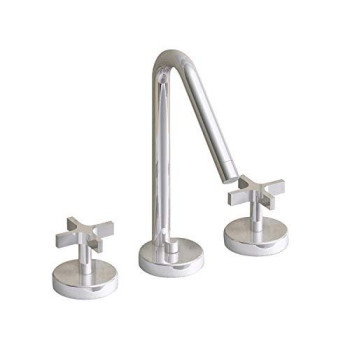 Metrohaus Lavatory Widespread Faucet With 45-Degree Swivel Spout And Pop-Up Waste With Cross Handles