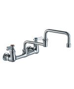 Heavy Duty Wall Mount Utility Faucet With Double Jointed Retractable Swing Spout And Lever Handles