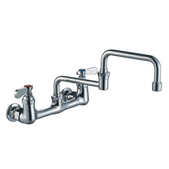 Heavy Duty Wall Mount Utility Faucet With Double Jointed Retractable Swing Spout And Lever Handles