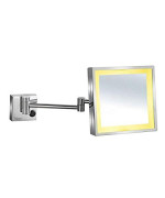 Square Wall Mount Led 5X Magnified Mirror