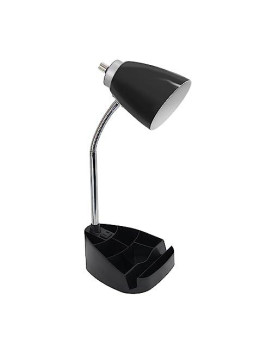 Limelights Gooseneck Organizer Desk Lamp With Ipad Tablet Stand Book Holder And Charging Outlet, Black