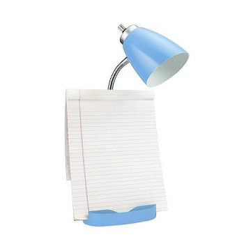 Limelights Gooseneck Organizer Desk Lamp With Ipad Tablet Stand Book Holder And Charging Outlet, Blue