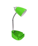 Limelights Gooseneck Organizer Desk Lamp With Ipad Tablet Stand Book Holder And Charging Outlet, Green