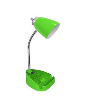 Limelights Gooseneck Organizer Desk Lamp With Ipad Tablet Stand Book Holder And Charging Outlet, Green